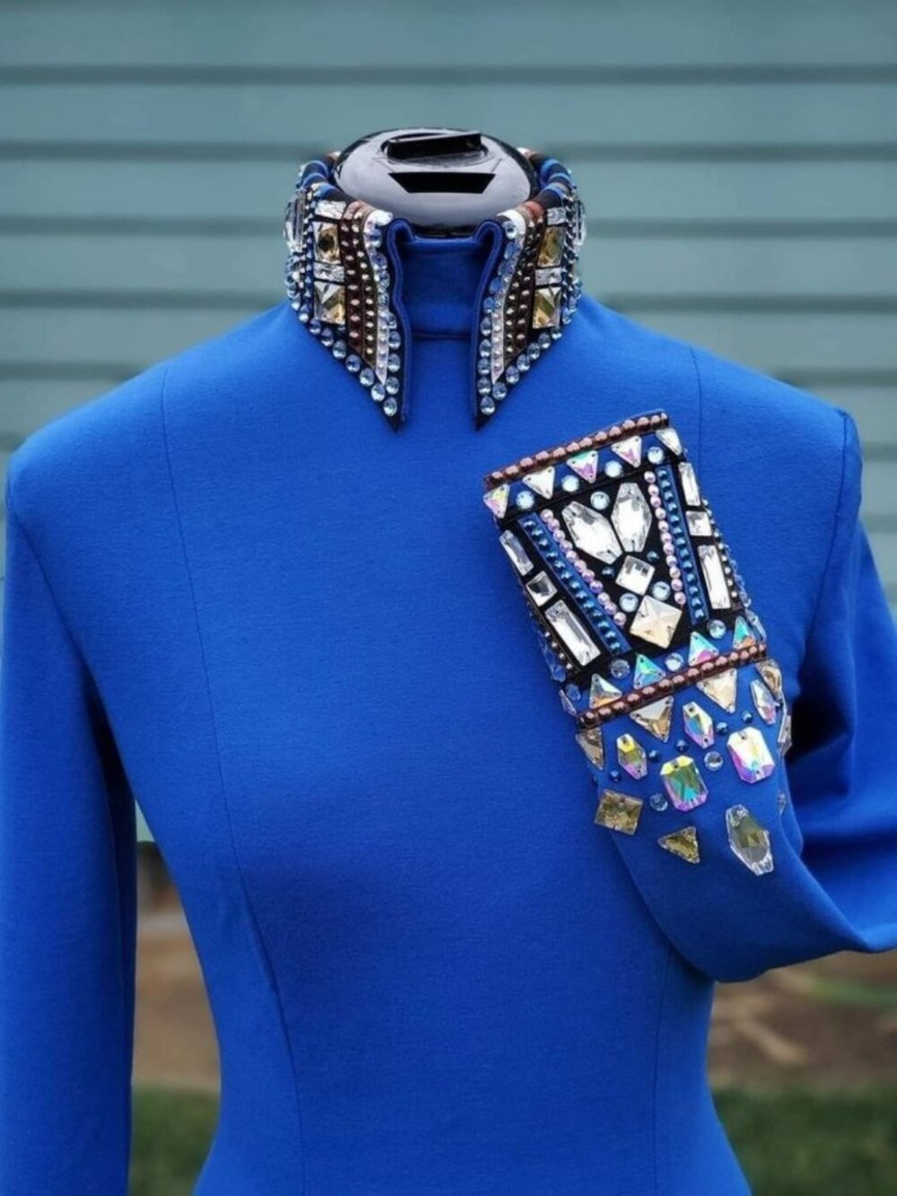 Royal Blue Western Show Top | Crystal Embellished Horse Show Shirt | Custom Equi